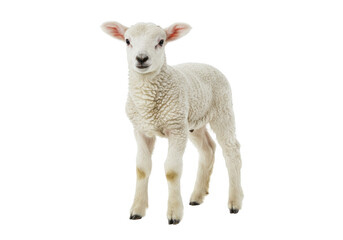 A cute lamb standing in a serene meadow, surrounded by green grass and wildflowers