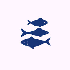 Obraz premium Isolated silhouette vector illustration of a fish in the sea
