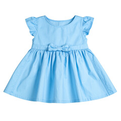 Childrens light blue dress with bow tie apparel isolated on transparent background png