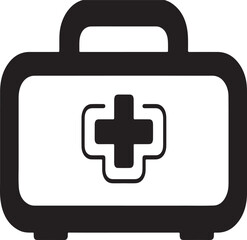 Fototapeta premium First Aid Kit Icon: A bold, minimalist illustration of a first aid kit, symbolizing emergency medical care and safety, perfect for health and wellness materials.