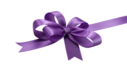 A beautiful purple ribbon with a gracefully tied bow on a plain black background for decoration