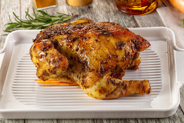 Baked in oven whole chicken with spices