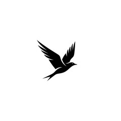 Obraz premium A graceful black bird silhouette soaring through the air. A minimalist vector illustration representing freedom, spirit, and nature's elegance.