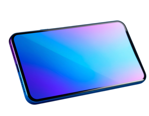 Smartphone with dynamic gradient screen and glossy finish, isolated on transparent background PNG