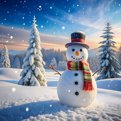 Obraz premium A snowman looking beautiful on white background