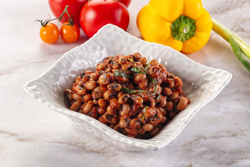 Black eye beans wutg tomato sauce