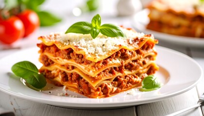 Layered meat lasagna