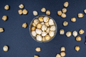 Beautiful organic dried chickpea beans consisting of raw bengal legume pea