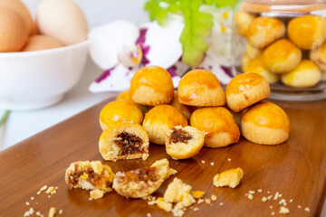 Kue nastar or pineapple tart. indonesian eid snack. suitable for recipe, article, catalogue, or any commercial purposes
