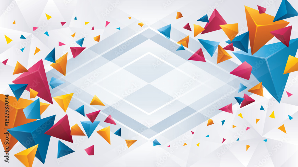 Poster abstract geometric colorful triangle polygon background. modern 3d triangles splash background. crea