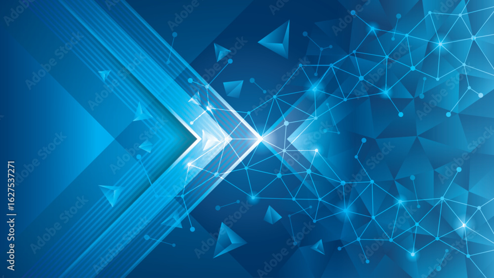 Canvas Prints abstract digital technology futuristic lines and dots triangle background. modern geometric blue tri