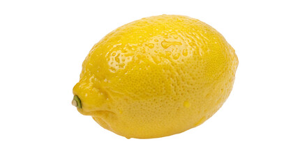 Fresh ripe lemon with vibrant yellow texture isolated on solid black background at center