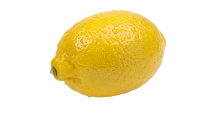 Fresh ripe lemon with vibrant yellow texture isolated on solid black background at center