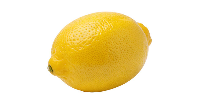 Close up of a fresh yellow lemon isolated on a plain black background displaying vibrant color