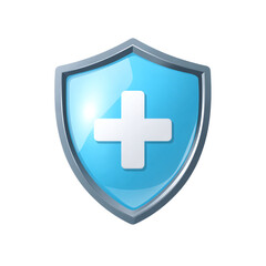 Fototapeta premium Health insurance shield icon, isolated on transparent background