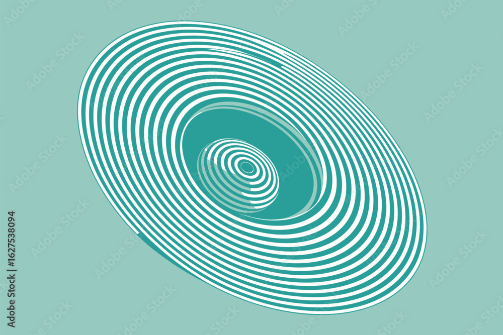 Aufkleber abstract concentric circles design with white lines on a teal background creating a vortex illusion