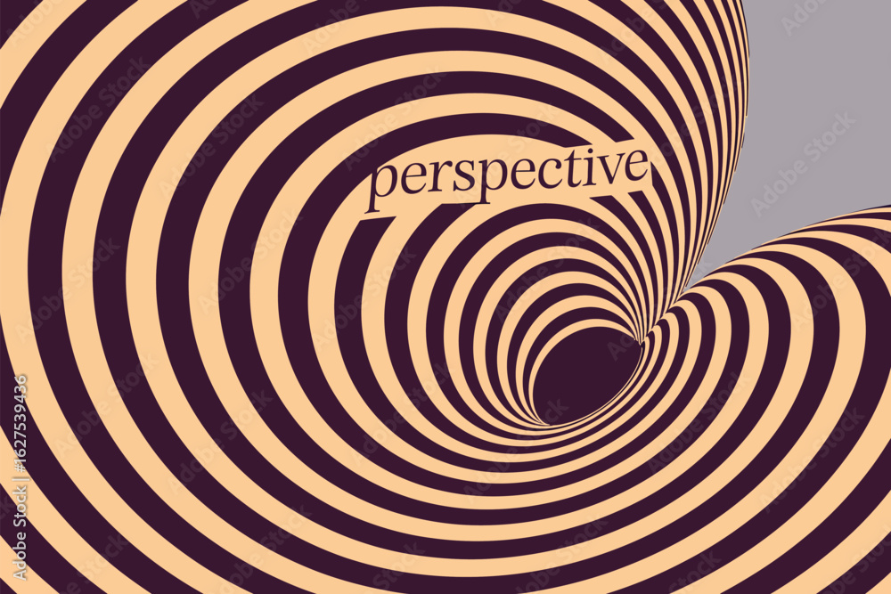 Poster abstract optical illusion with concentric circles and the word perspective in the center of the imag