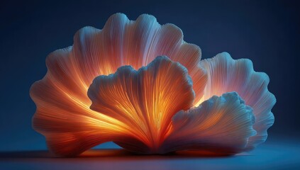 Soft, glowing, abstract, light-filled, fan-like forms