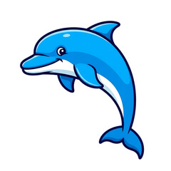 Obraz premium 3d Cute blue dolphin jumping out of water isolated on transparent background