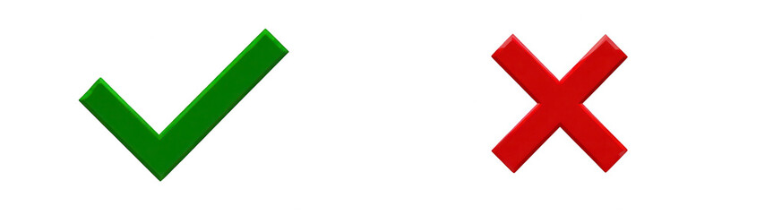 Green checkmark and red X