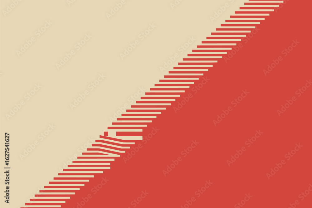 Fototapete beige and red background with diagonal lines creating a staircase effect across the entire compositi