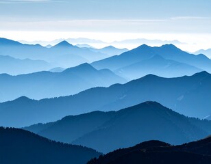 Naklejka premium Vast mountain range in soft blue tones