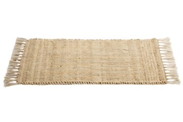 Beige woven runner rug with fringe isolated on a transparent background image