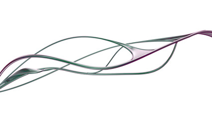 a soft iridescent gradient shifting between purple and teal, the design feels both minimal and visually dynamic.  digital sculpture, the twisted ribbon-like structure pre