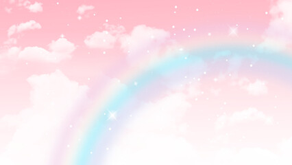 Fototapeta premium abstract rainbow sky background. pink sky with scattered white cumulus clouds. 