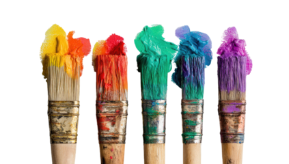 Rainbow paintbrushes dripping with color