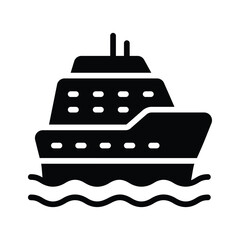 Grab this glyph icon of cruise ship journey