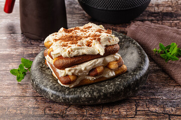 Delicous Tiramisu cake with cream
