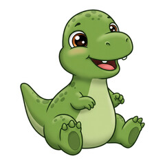 Fototapeta premium A Friendly Dinosaur Mascot for a Children's Brand, Cut Out, Clipping Path Isolated on a Transparent PNG Background.