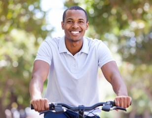 Fototapeta premium senior man riding a bike