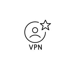 VPN user and star. Premium network security service. Pixel perfect, editable stroke vector icon