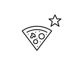 Slice of pizza and star. Customer favorite, highest rated takeaway and dine in food. Pixel perfect, editable stroke vector icon