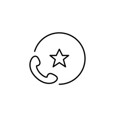 Phone call and star. Premium customer service, voicemail apps, messaging platforms, notification icons. Pixel perfect, editable stroke vector icon