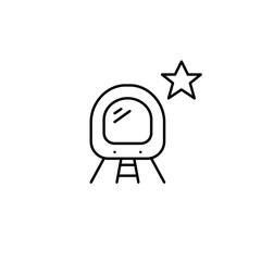 Subway train and star. Historic or iconic route, off peak hours transit. Pixel perfect, editable stroke vector icon
