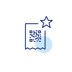 Receipt with qr code and star. Premium shopping, favorite items. Pixel perfect, editable stroke vector icon