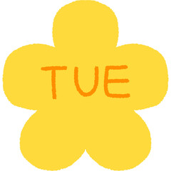 Yellow Tuesday Flower Label – Cute Hand-Drawn Weekday Planner Sticker PNG