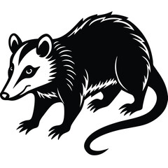 Obraz premium Black and white vector illustration of a badger animal wildlife