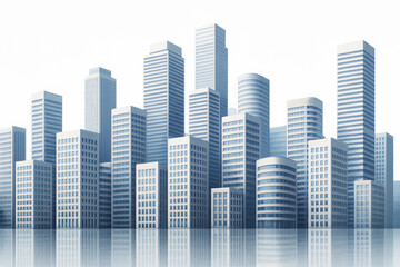 Modern city skyline blue glass skyscrapers architecture