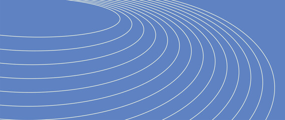 Abstract curved white lines on blue background. Minimal vector wave pattern. Modern backdrop for presentation, banner, or poster design.