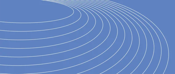 Fotobehang Abstract curved white lines on blue background. Minimal vector wave pattern. Modern backdrop for presentation, banner, or poster design. © TWINS DESIGN STUDIO