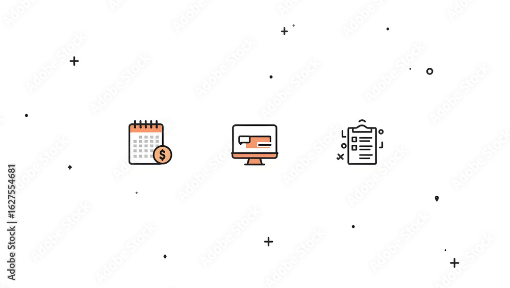 Poster business strategy and project management concept with a set of icons for financial scheduling, web p