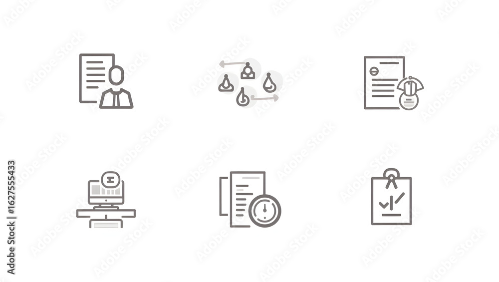 Aufkleber collection of minimalist line icons for business management, human resources, and project workflow d