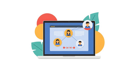 A collection of modern flat-line icons representing social media marketing, digital communication, and online business promotion concepts.