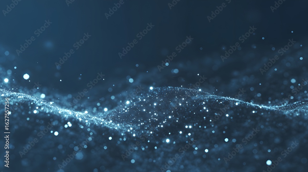 Fototapete abstract particle flow: a dynamic digital artwork features a flowing stream of particles against a d