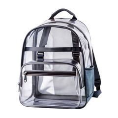 Clear transparent backpack isolated on transparent background