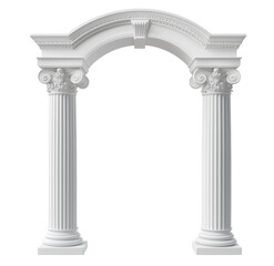 Naklejka premium Elegant architectural design featuring ornate white columns and archway structure transparent background